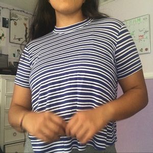 Stripped crop top blue stripe tshirt